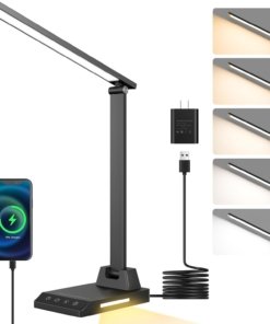 Lámpara de escritorio LED para home office, negra, modelo D