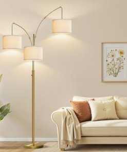 Lámpara de pie regulable de 3 luces, latón