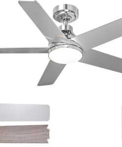 Ventilador de techo con luz y control remoto, níquel