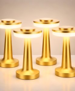 Paquete de 4 lámparas de mesa LED inalámbricas, doradas