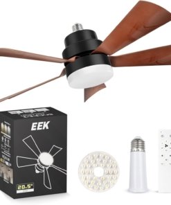Ventilador con luz para socket ultrasilencioso, acabado madera