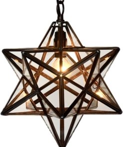 Lámpara colgante Tiffany de vidrio con estrella, 1 luz