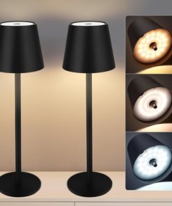 Juego de 2 lámparas de mesa inalámbricas ajustables, negras