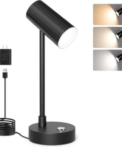 Lámpara de escritorio LED con cabezal ajustable, negra