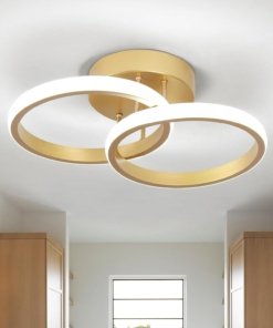 Lámpara de techo LED redonda moderna, dorada, luz fría
