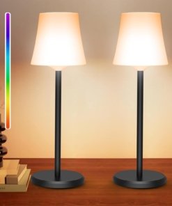Paquete de 2 lámparas de mesa inalámbricas recargables, blancas