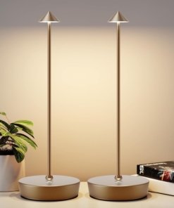 Paquete de 2 lámparas de mesa recargables, blancas, modelo D