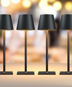 Paquete de 4 lámparas de mesa LED inalámbricas, negras