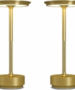 Paquete de 2 lámparas de mesa recargables, doradas, modelo B