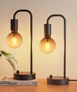 Juego de 2 lámparas de mesa industriales, negras