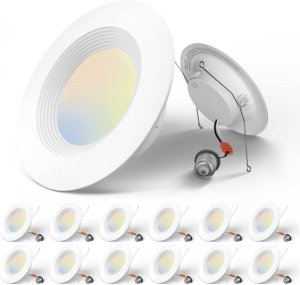 Paquete de 12 luces LED empotrables de 13 a 15 cm, 3 tonos