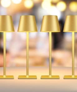 Paquete de 4 lámparas de mesa LED recargables, doradas