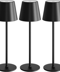 Paquete de 3 lámparas de mesa recargables minimalistas, negras