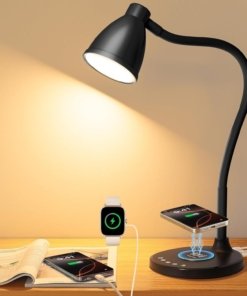 Lámpara de escritorio LED para home office de hierro, negra