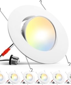 Paquete de 6 luces LED empotrables de 13 a 15 cm, 5 tonos