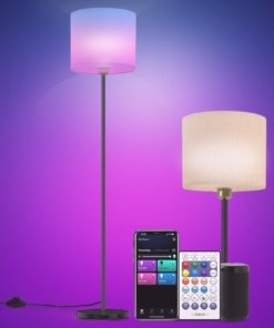 Lámpara de pie para sala compatible con Alexa, verde azulado