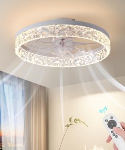 Ventilador de techo empotrado con luz de 40 cm, blanco