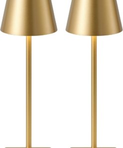 Paquete de 2 lámparas de mesa inalámbricas, oro