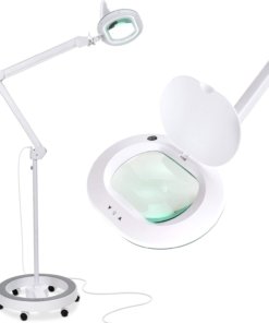 Lupa con soporte y luz LED, blanca