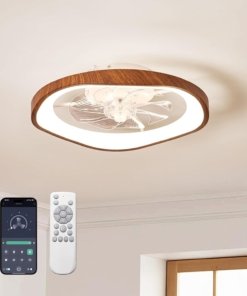Ventilador de techo moderno de 50 cm con luz y control, café