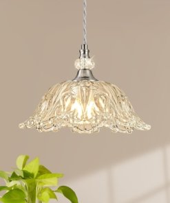 Candil de níquel cepillado con pantalla de vidrio, 1 luz