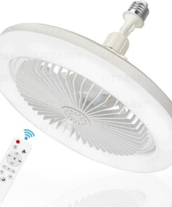 Ventilador con luz para socket de 3 tonos y control, blanco