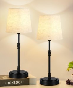 Juego de 2 lámparas de mesa inalámbricas, beige