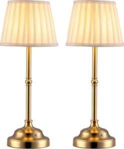 Juego de 2 lámparas de mesa LED inalámbricas, beige