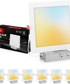 Paquete de 6 luces LED empotrables cuadradas de 20 cm
