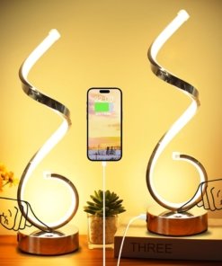 Juego de 2 lámparas de mesa LED en espiral, negras