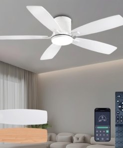 Ventilador de techo con luz y control remoto, blanco, modelo B