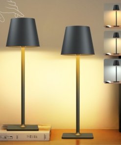 Paquete de 2 lámparas de mesa recargables clásicas, negras