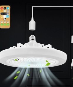 Ventilador de techo enchufable con luz y cable, blanco