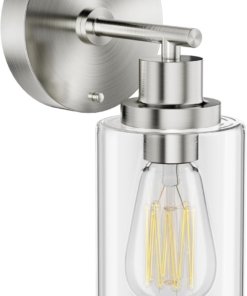 Lámpara de pared para baño de níquel, 1 luz