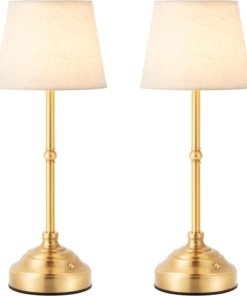 Paquete de 2 lámparas de mesa inalámbricas clásicas, beige