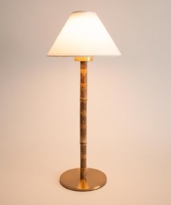 Lámpara de mesa LED de bambú inalámbrica recargable
