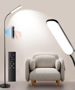Lámpara de pie LED regulable para lectura, blanca