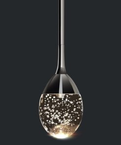 Lámpara colgante de cristal en forma de lágrima, negra