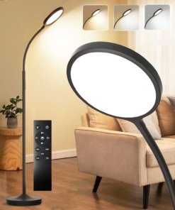 Lámpara de pie LED regulable súper brillante, negra