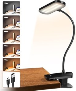 Lámpara de escritorio con clip a batería, negra
