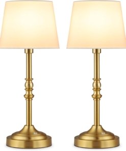 Juego de 2 lámparas de mesa LED inalámbricas, blancas, modelo B