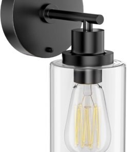 Aplique de pared para baño negro, 1 luz