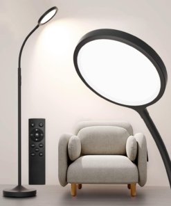 Lámpara de pie LED regulable súper brillante, negra, modelo B
