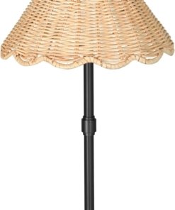 Lámpara de mesa inalámbrica boho de ratán, natural