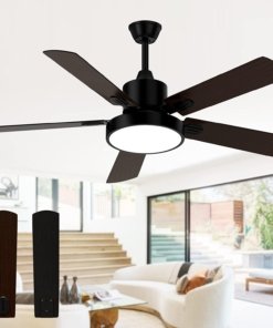 Ventilador de techo negro de 132 cm con 5 aspas reversibles