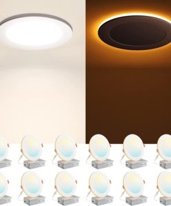 Paquete de 12 luces LED empotrables de 15 cm, 5 tonos, modelo B