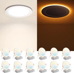 Paquete de 12 luces LED empotrables de 15 cm, 5 tonos, modelo B
