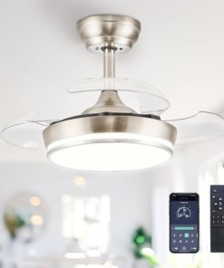 Ventilador de techo con aspas retráctiles de 76 cm, níquel