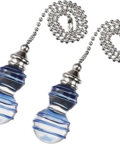 Colgante de cristal transparente y azul para ventilador, 30 cm