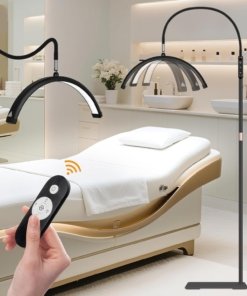 Lámpara de pie LED con cuello de cisne flexible, blanca